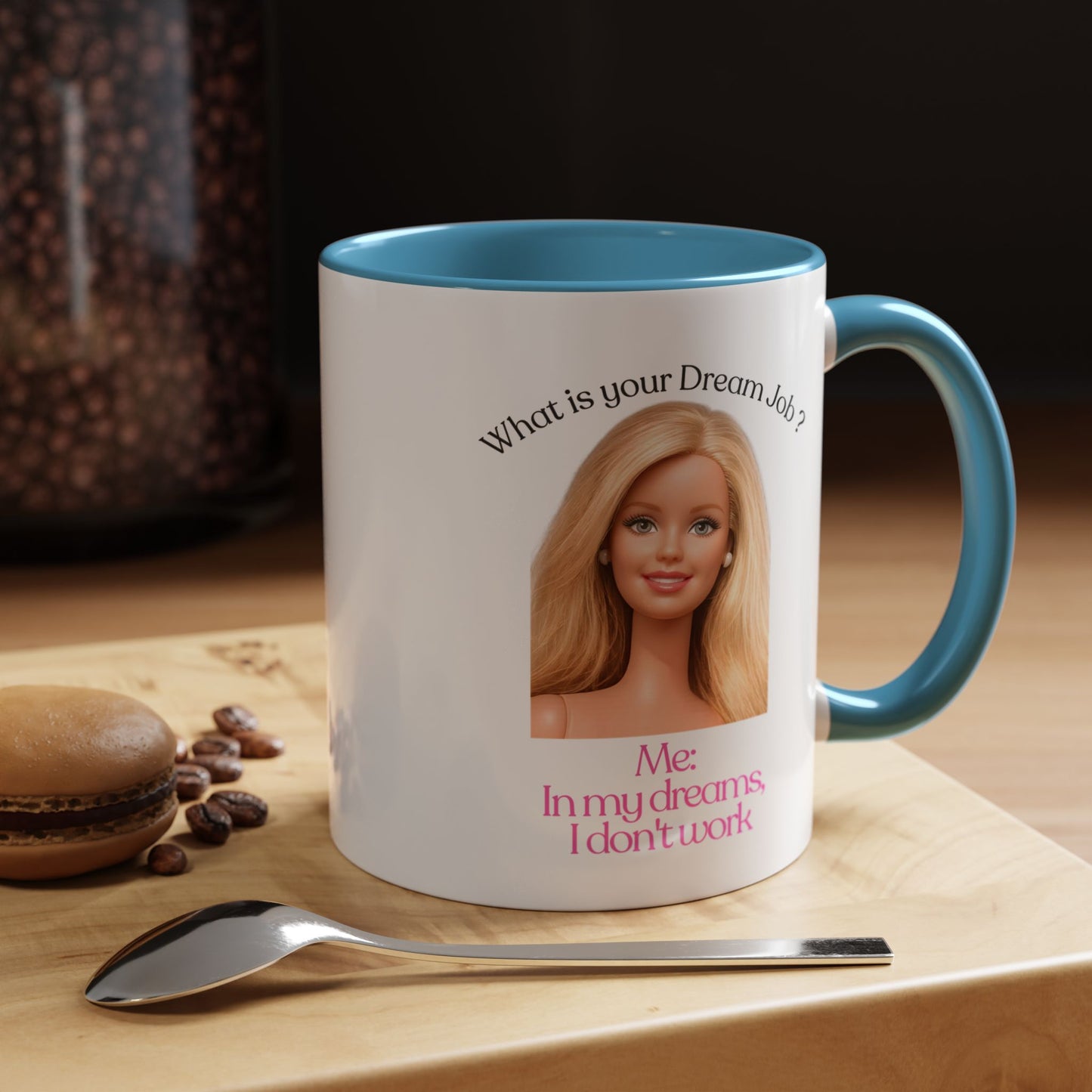 Lustige Tasse "In my dreams I don't work" - Witziger Spruch Kaffeebecher als Geschenk für faule Tage & Arbeitsmuffel