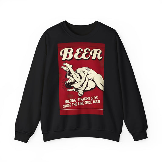 Sweatshirt – Witziges Retro Bier Sweatshirt – BEER - Helping Straight Guys Cross the Line Since 1862! Partywear Statement | True Insights Design mit Humor