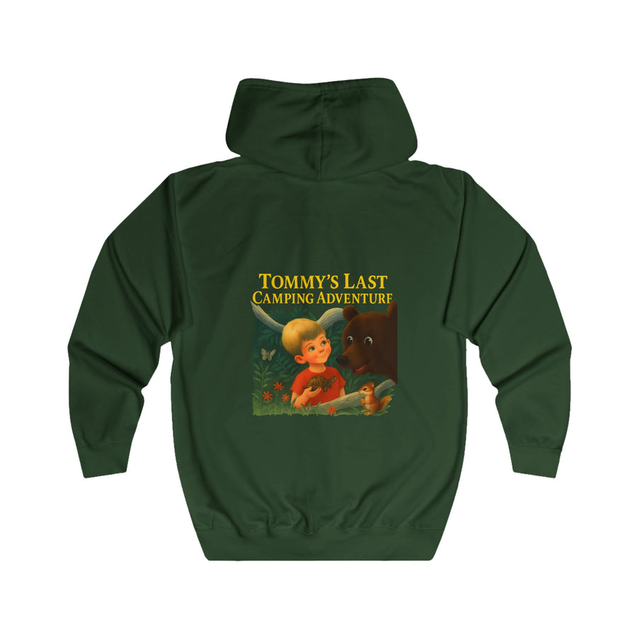 Tommy's Last Camping Adventure Zip-Hoodie – Schattig ontmoet vreemd – Retro-kinderboek-motief