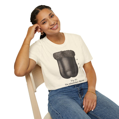 T-Shirt: „Fig. 87 – Die männlichen äußeren Geschlechtsorgane“ – Freches Satire-Design für mutige Statements | True Insights