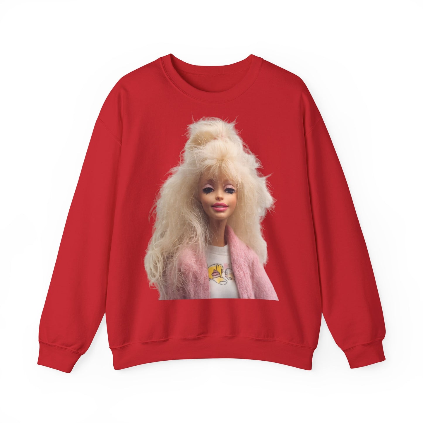 Retro Puppen Portrait T-Shirt Damen | 80er Jahre Blond Doll Fashion Shirt | Pinke Jacke Vintage Style Geschenk
