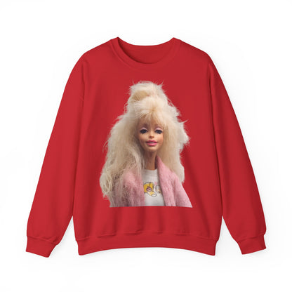 Retro Puppen Portrait T-Shirt Damen | 80er Jahre Blond Doll Fashion Shirt | Pinke Jacke Vintage Style Geschenk