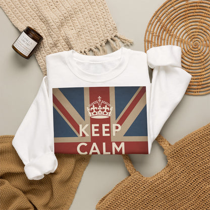 True Insights Vintage Pullover Keep Calm and Carry On mit Union Jack und Krone im Retro Design für UK Fans