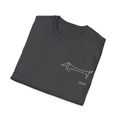 Picasso Dackel T-Shirt – Minimalistische Hundelinie mit Kultfaktor - kleines Motiv