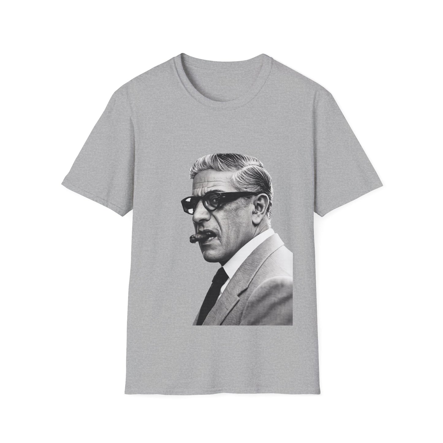 Aristoteles Onassis Portrait T-Shirt Unisex – Ikonische Zigarre & Brille, Vintage Schwarz-Weiß Legende, Retro Fan Geschenk