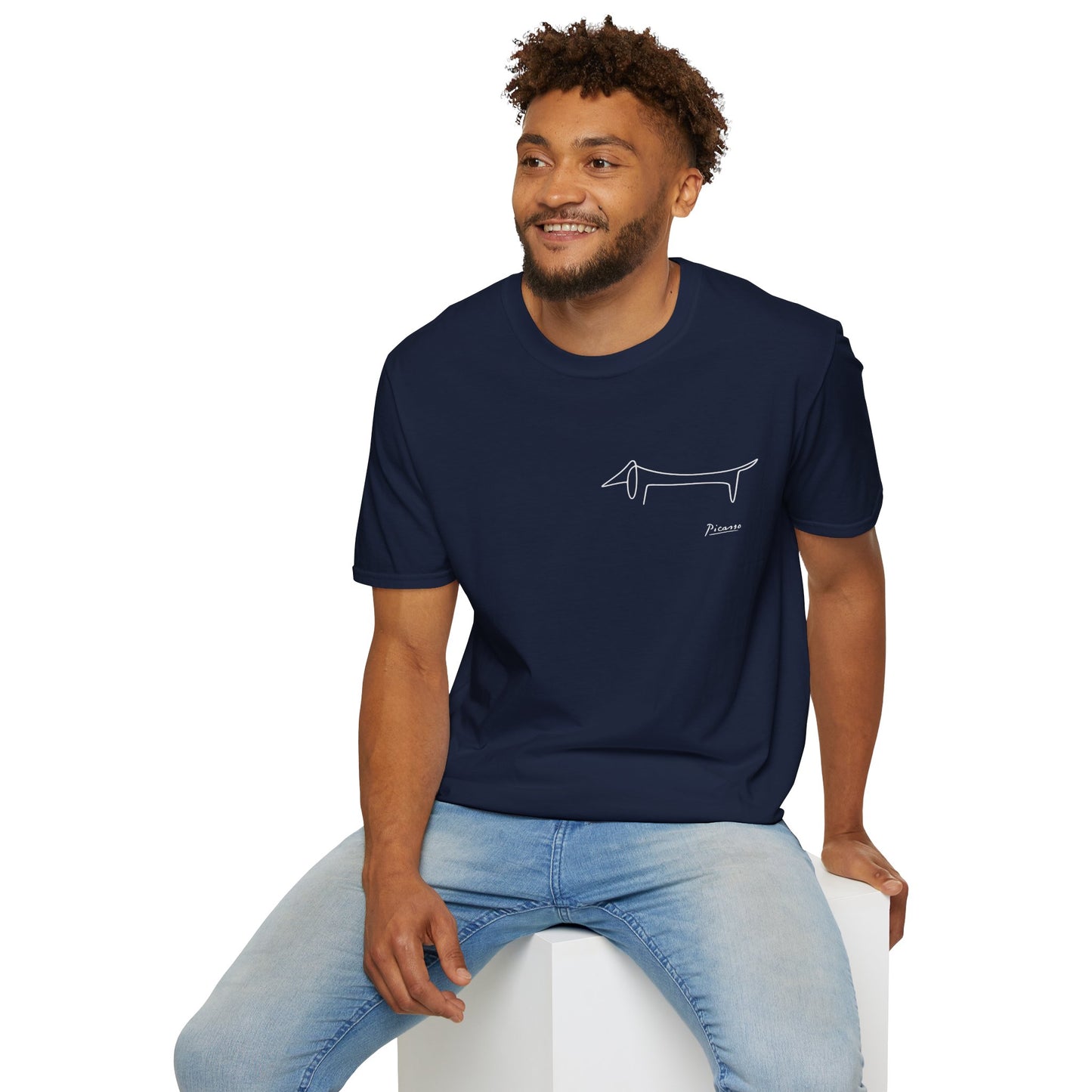 Picasso Dackel T-Shirt – Minimalistische Hundelinie mit Kultfaktor - kleines Motiv