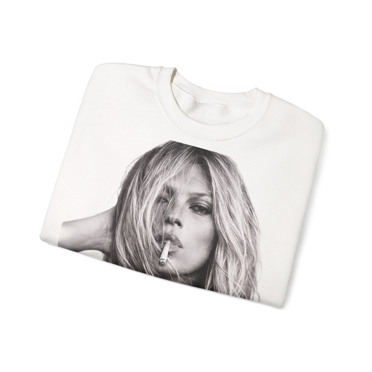 Kate Moss Sweatshirt – Schwarz-Weiß Portrait Kult-Pullover für Fashion & Vintage Fans, ikonisches Model Motiv