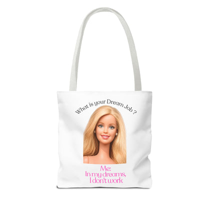 Lustige Tote Bag 'In my dreams I don't work' – Witziger Spruch Anti-Arbeit Stoffbeutel Geschenk für Faulenzer & Tagträumer