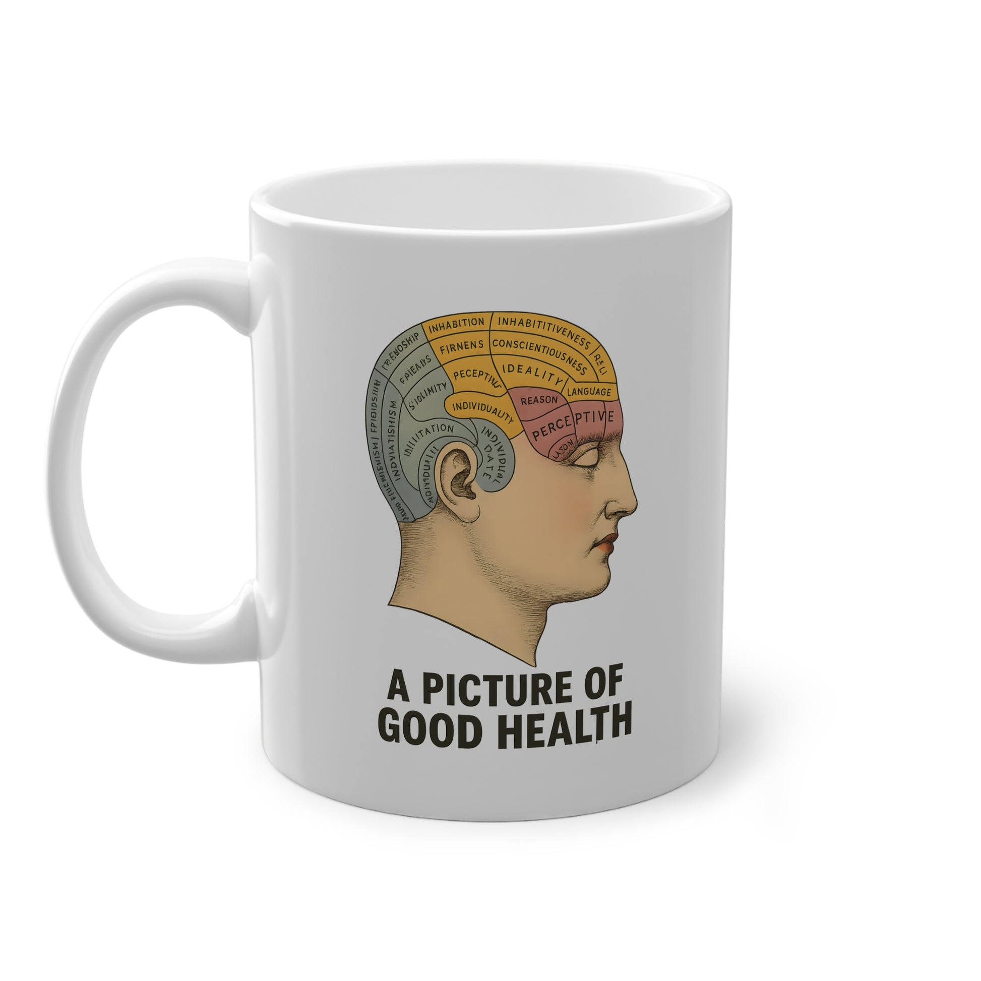 Phrenology Cortex Couture – Satirical mug with brains and attitude