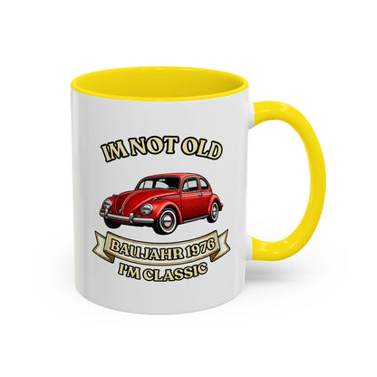 Tasse Baujahr 1976 - I'm Not Old I'm Classic - Roter Käfer Oldtimer - Geschenk zum 50. Geburtstag