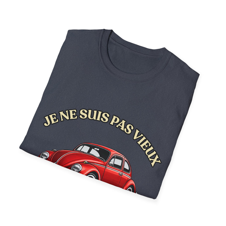 T-shirt Millésime 1986 « Je ne suis pas vieux, je suis vintage » – Cadeau anniversaire 40 ans homme – Coccinelle rouge, voiture ancienne rétro