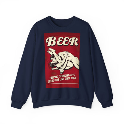 Sweatshirt – Witziges Retro Bier Sweatshirt – BEER - Helping Straight Guys Cross the Line Since 1862! Partywear Statement | True Insights Design mit Humor