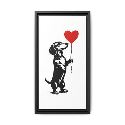 Canvas Bild – Dackel mit Herzballon