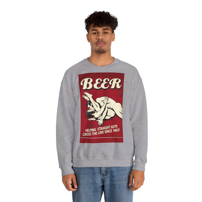 Sweatshirt – Witziges Retro Bier Sweatshirt – BEER - Helping Straight Guys Cross the Line Since 1862! Partywear Statement | True Insights Design mit Humor