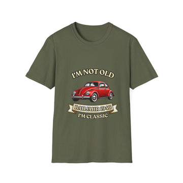 Geschenk zum 80. Geburtstag – T-Shirt Jahrgang 1946 VW Käfer – Military Green – Vorderseite