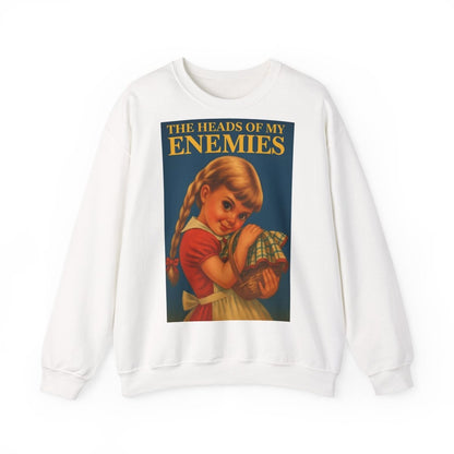 Sweatshirt – Sweatshirt „The Heads of My Enemies“ – Subversive Kunst zum Anziehen | True Insights Design mit Humor