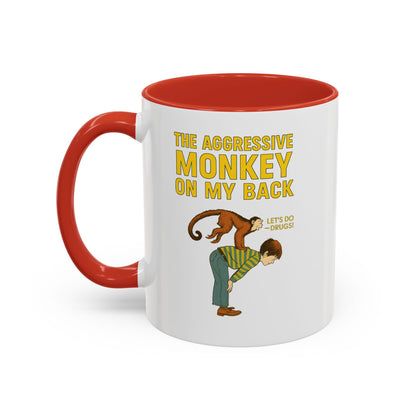 Aggressive Monkey On My Back Tasse - Lustiger Affe Retro Vintage Kaffeebecher mit Spruch | Witziges Geschenk für Humor-Fans