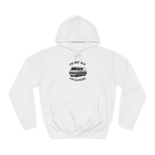 Hoodie mit Barkas-B1000-Motiv – „I'm Not Old I'm Classic“ – Arctic White – Vorderseite