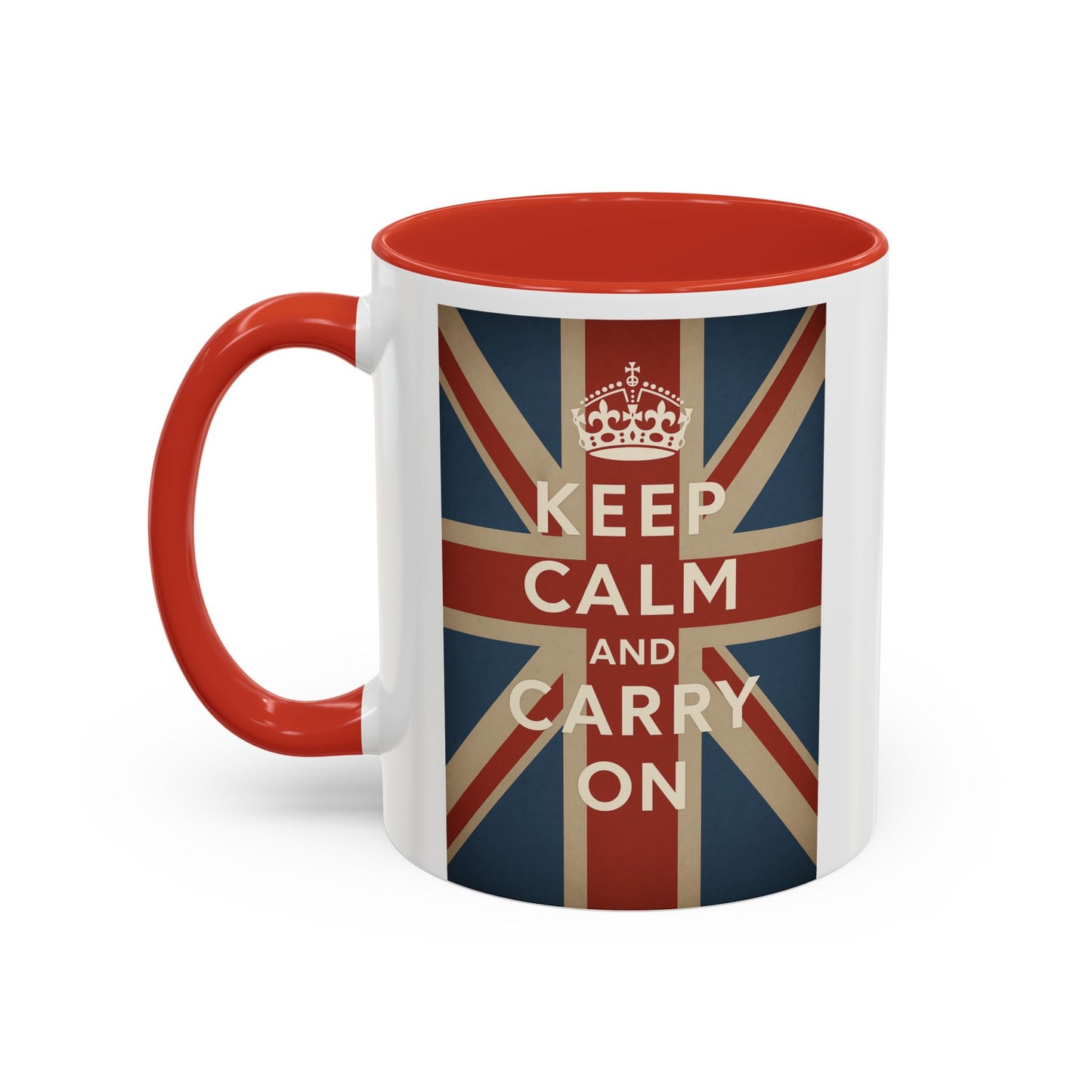 Mug Keep Calm and Carry On – Tasse Union Jack rétro British avec couronne