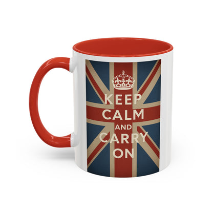 Mug Keep Calm and Carry On – Tasse Union Jack rétro British avec couronne