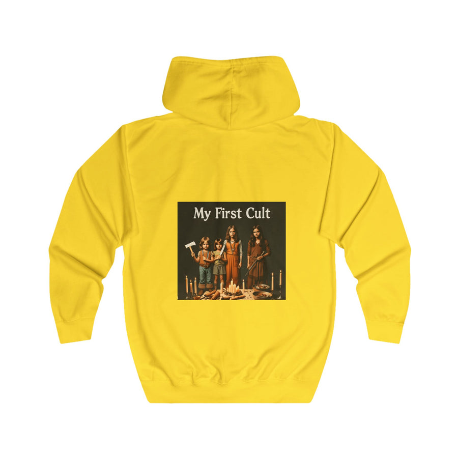 My First Cult Zip-Hoodie – Schräges Retro-Foto-Motiv mit schwarzem Humor