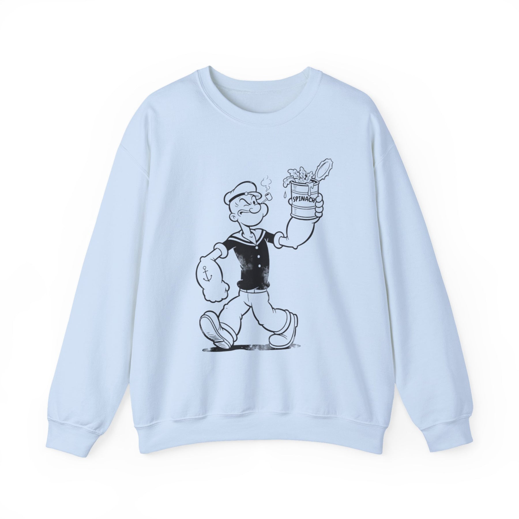True Insights Sweatshirt Popeye Spinat Dose Retro Sailor Pullover in Hellblau