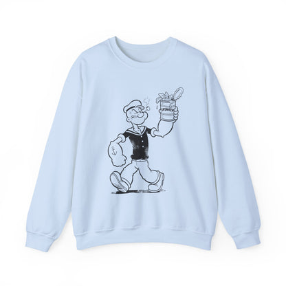 True Insights Sweatshirt Popeye Spinat Dose Retro Sailor Pullover in Hellblau