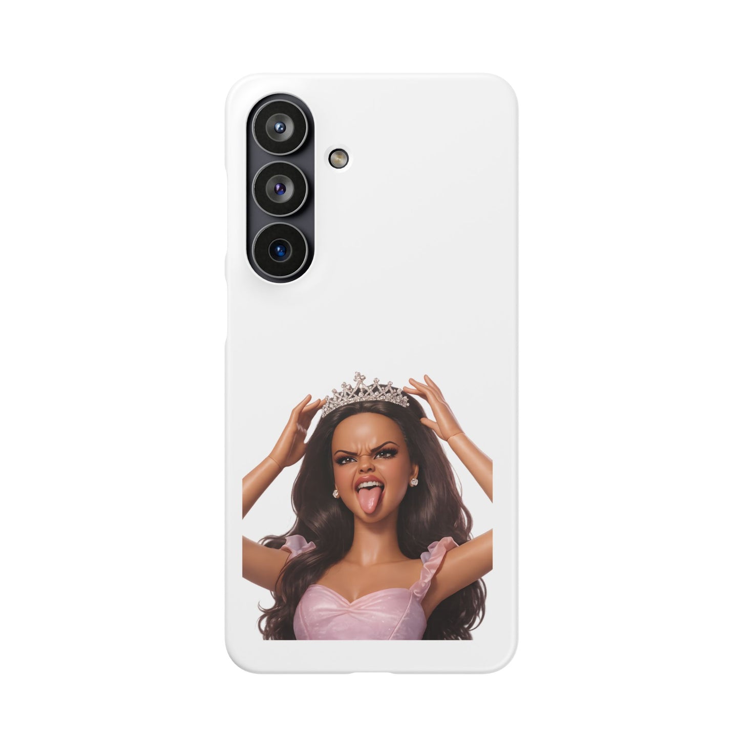 Barbicore Handyhülle – Frecher Beauty Queen Look mit Tiara & Zunge raus | Pink Puppen-Style Case für Fashion-Fans