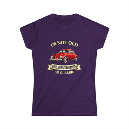 True Insights Damen Shirt Baujahr 1976 Oldtimer Käfer in Lila, Im Not Old Im Classic, 50. Geburtstag Geschenk