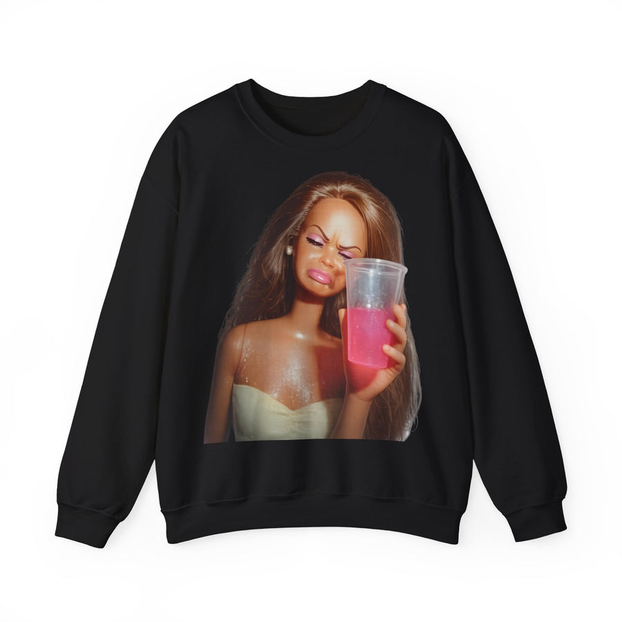 True Insights Sweatshirt Doll Meme Barbicore lustiges Pink Drink Motiv in Schwarz für Party-Diven