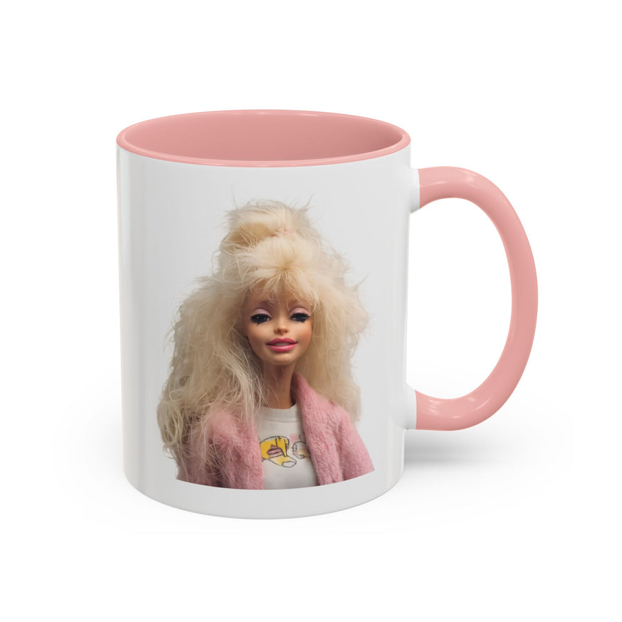 Mug Poupée Rétro Années 80 | Blonde Culte Brushing & Veste Rose | Tasse Café Cadeau Fans Nostalgie & Barbie