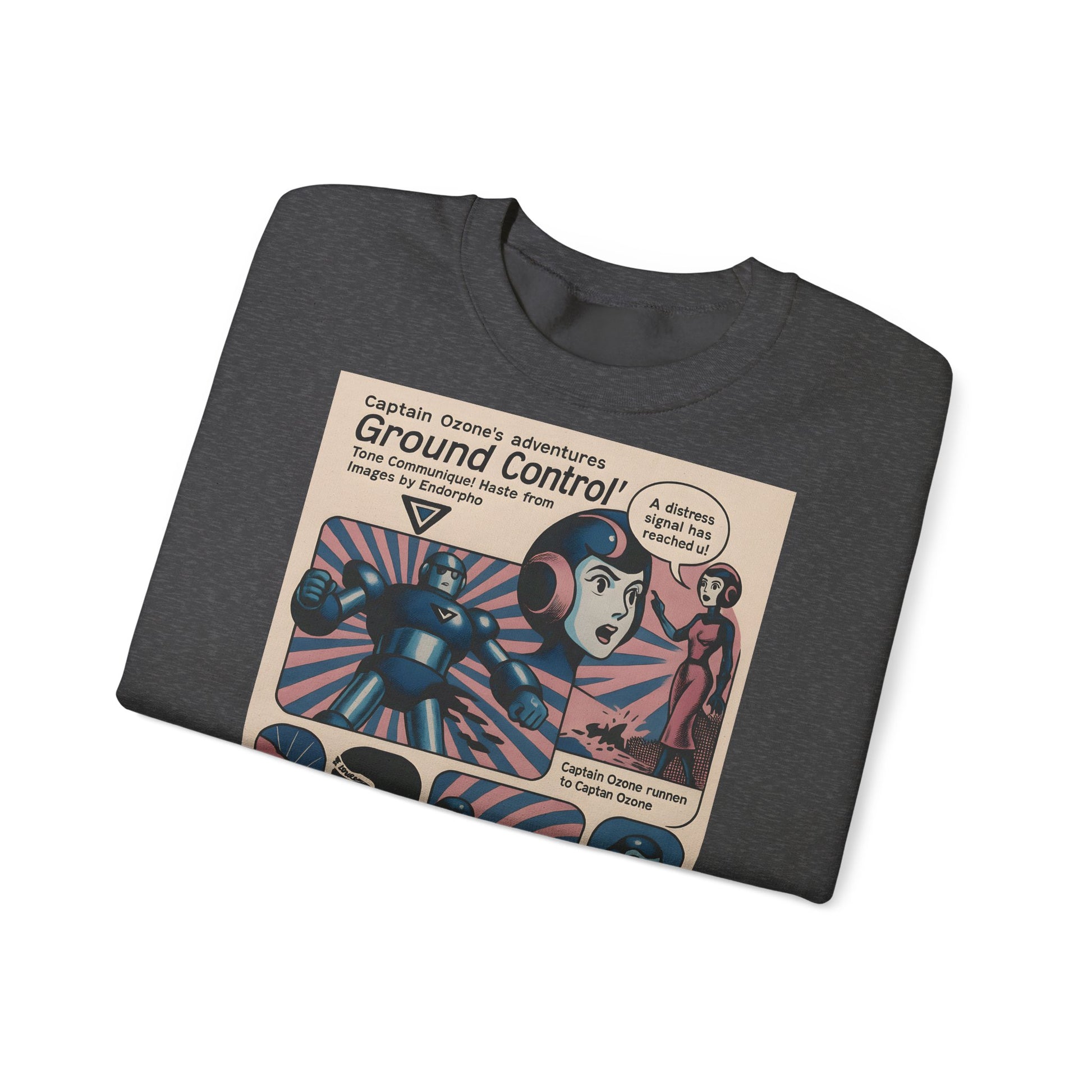 Retro Space Comic Sweatshirt – Captain Ozone „Ground Control“ Edition