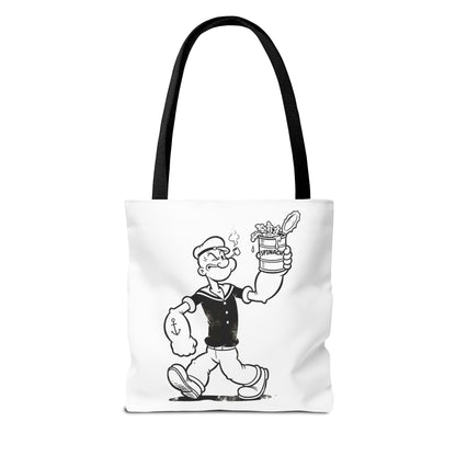Popeye Spinat Dose Comic Kult Tote Bag – Retro Sailor Beutel aus Polyester, ideal für Comic-Fans & Nostalgiker
