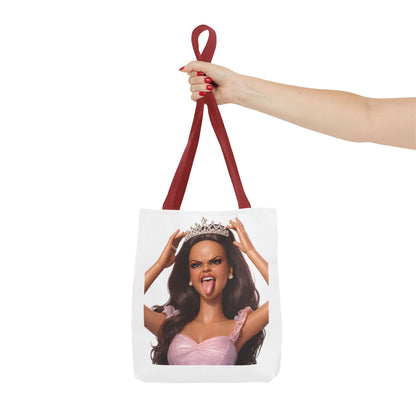 Barbicore Tote Bag – Freche Diva mit Krone & Zunge | Bedruckter Polyester Sportbeutel Gymbag für Gym, Uni & Strand