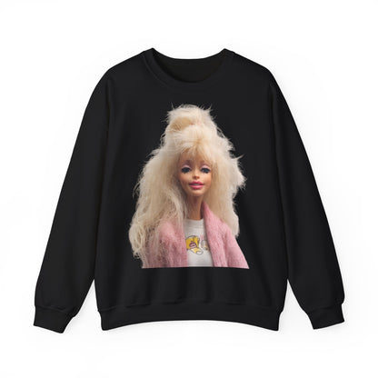 Retro Puppen Portrait T-Shirt Damen | 80er Jahre Blond Doll Fashion Shirt | Pinke Jacke Vintage Style Geschenk