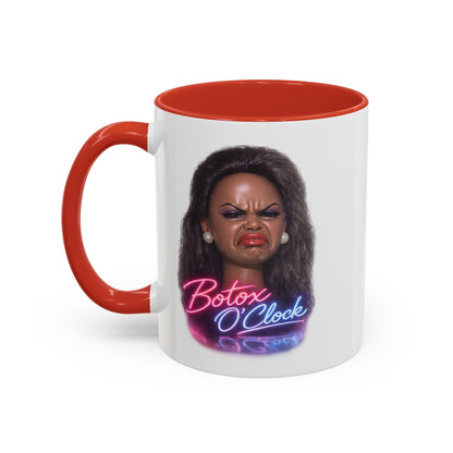 Botox O'Clock Tasse - Lustige Neon Kaffeetasse mit witzigem Grimasse-Motiv, Geschenk für Beauty-Fans & Humor-Liebhaber