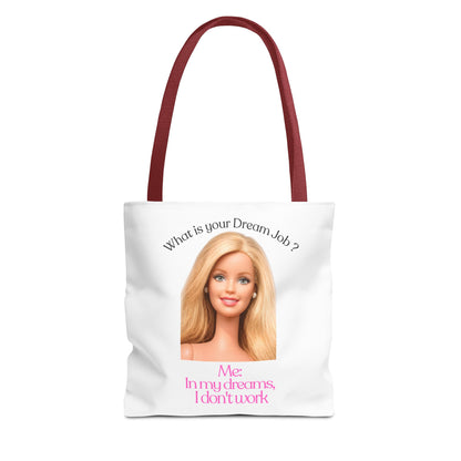 Lustige Tote Bag 'In my dreams I don't work' – Witziger Spruch Anti-Arbeit Stoffbeutel Geschenk für Faulenzer & Tagträumer