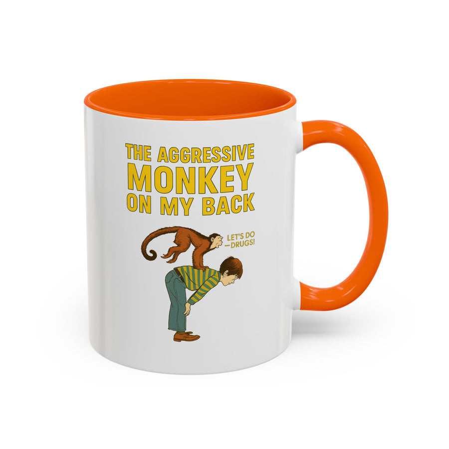 Mug Aggressive Monkey On My Back - Tasse drôle rétro vintage