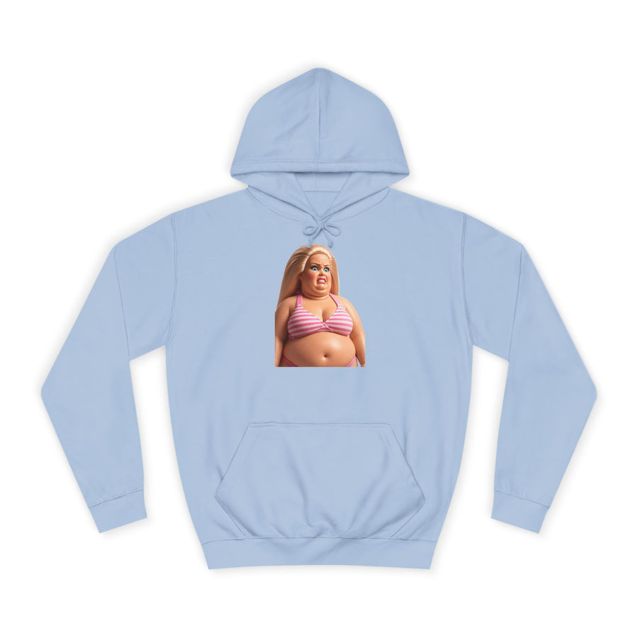 True Insights Genervte Blondine Hoodie – Lustiges Statement-Motiv mit Bikini-Puppe in Sky Blue