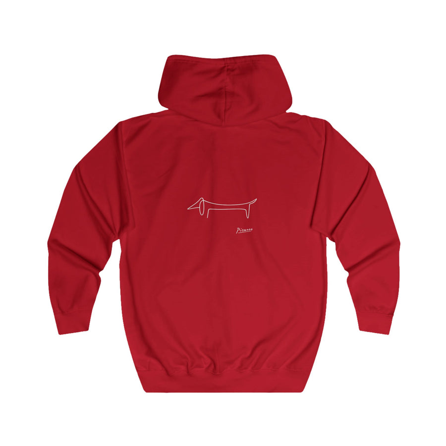 Picasso Dackel Zip-Hoodie – Minimalistische Dackel-Linienzeichnung