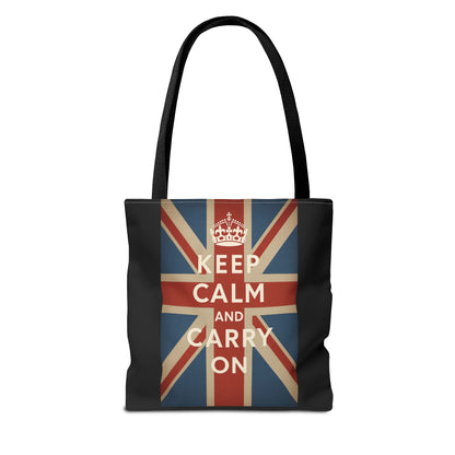 Keep Calm and Carry On Tote Bag – Union Jack Stoffen Tas met Kroon, Brits Kultmotief, Cadeau voor UK-Fans