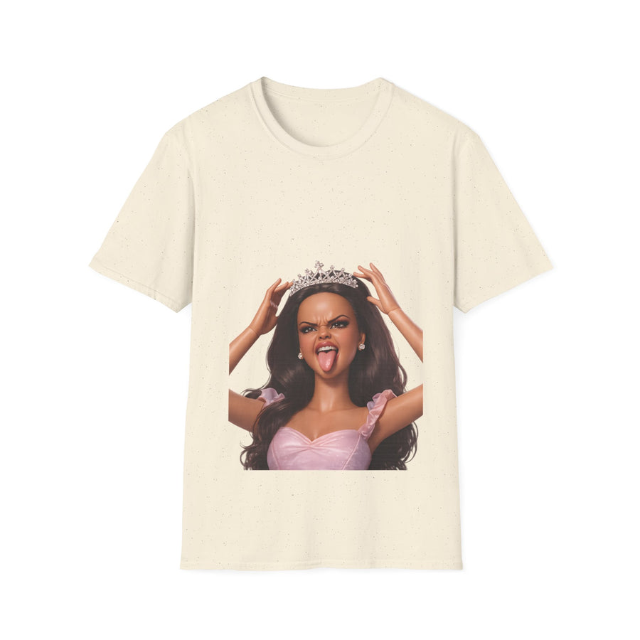 True Insights T-Shirt Barbicore Puppen-Prinzessin mit Zunge raus in Natural, freches Pink Aesthetic Statement