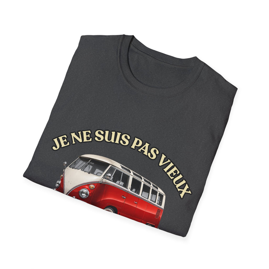 T-shirt Millésime 1996 « Je ne suis pas vieux, je suis vintage » – Cadeau anniversaire 30 ans homme – Combi rouge et blanc, voiture ancienne rétro