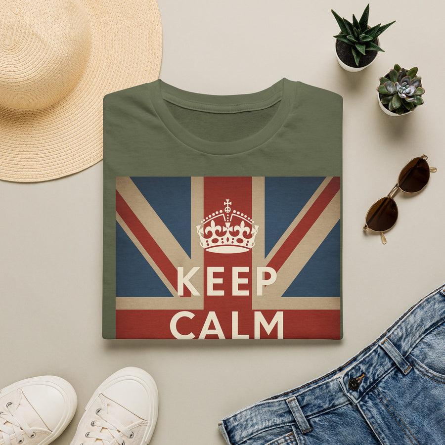 True Insights T-Shirt Keep Calm and Carry On Union Jack Vintage, Flagge Großbritanniens, satirisches Statement-Shirt