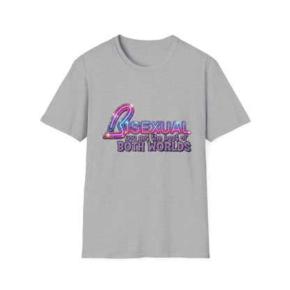 True Insights T-Shirt Bisexual Best Of Both Worlds Bi Pride CSD Neon-Look in Sport Grey
