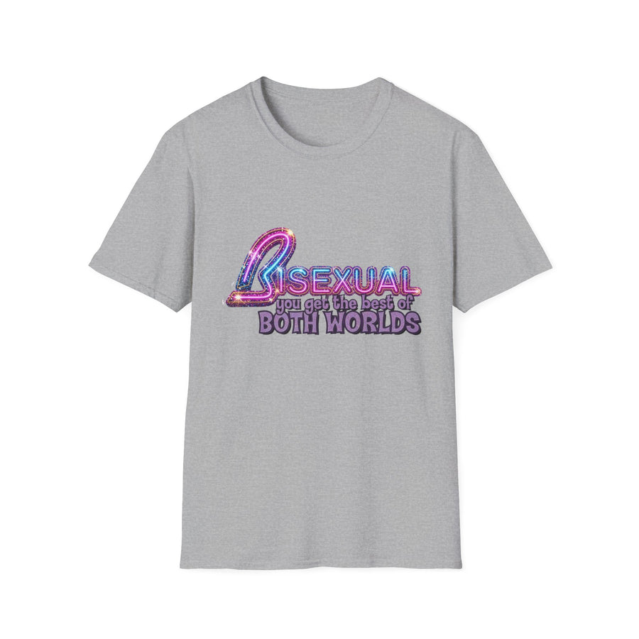 True Insights T-Shirt Bisexual Best Of Both Worlds Bi Pride CSD Neon-Look in Sport Grey