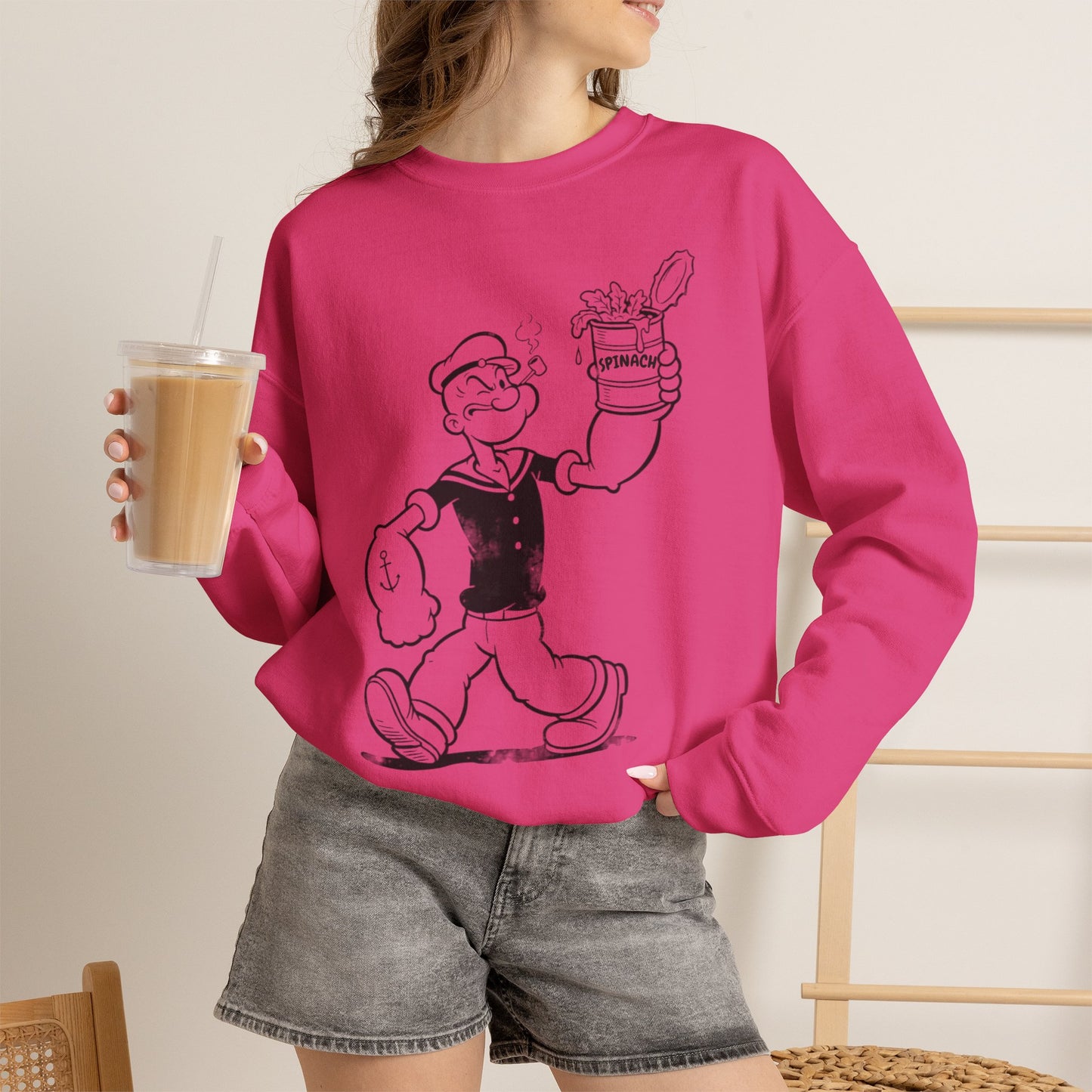 True Insights Sweatshirt Popeye Spinat Dose satirisches Vintage Motiv im Lifestyle