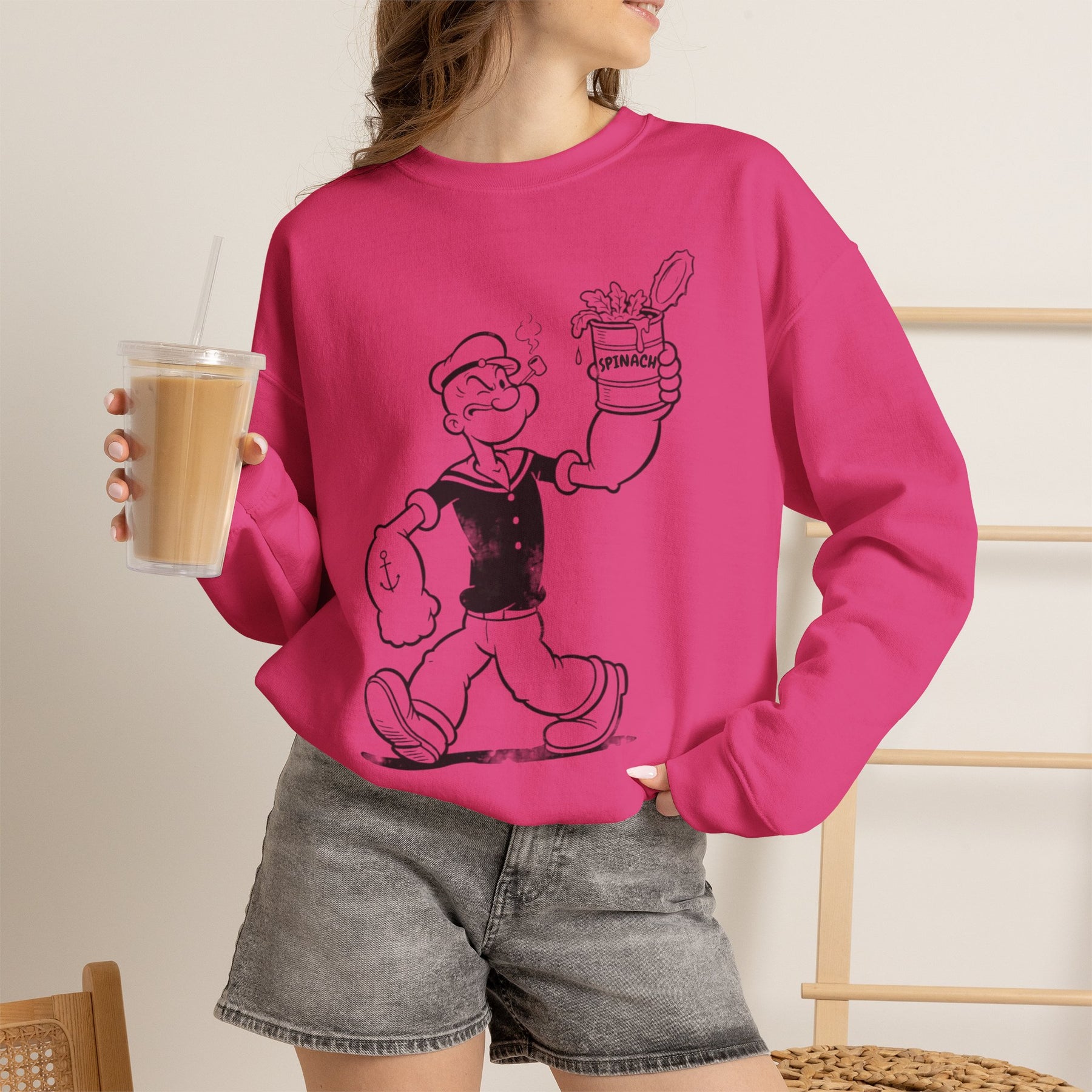 True Insights Sweatshirt Popeye Spinat Dose satirisches Vintage Motiv im Lifestyle