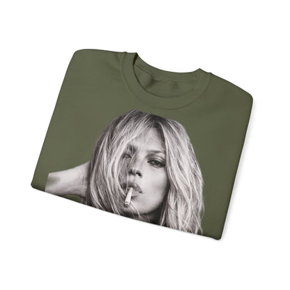 Kate Moss Sweatshirt – Schwarz-Weiß Portrait Kult-Pullover für Fashion & Vintage Fans, ikonisches Model Motiv
