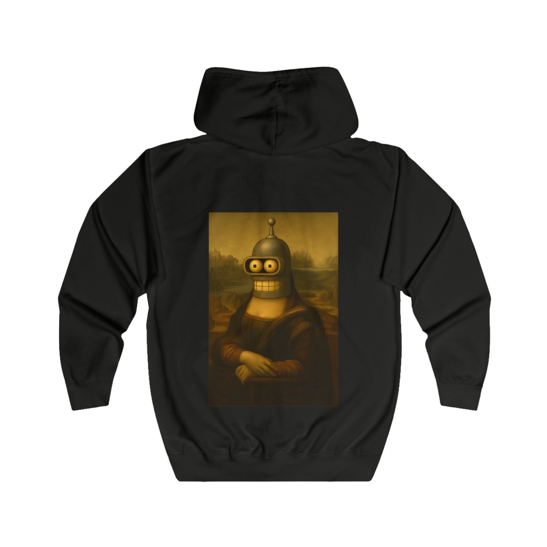 True Insights Zip Hoodie Mona Lisa Roboter Parodie in Jet Black, witziges Sci-Fi Kunst Motiv